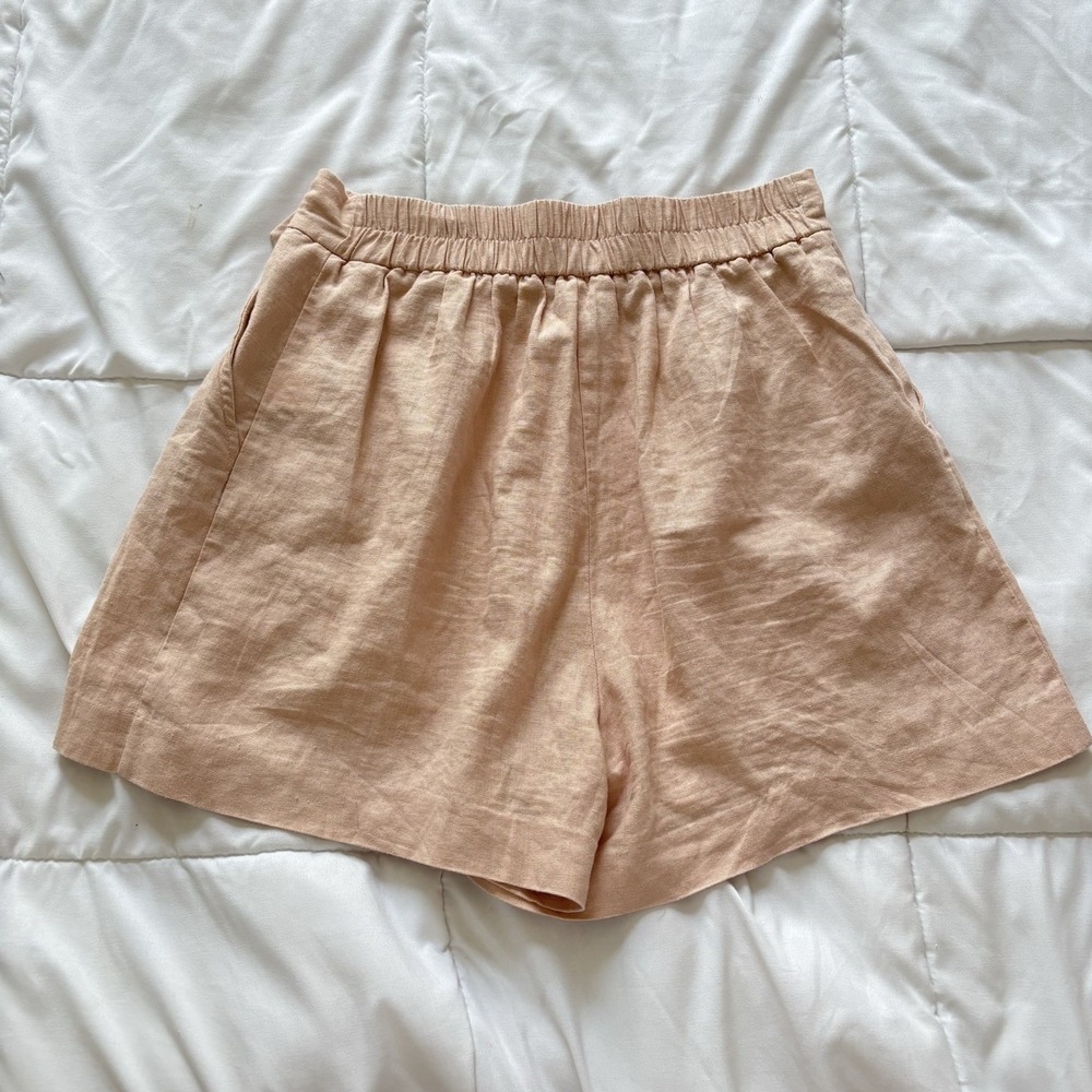 Sigrid Olsen Shorts Linen Blend Womens 6 Pink Belted Summer Beach Coastal Dainty - Picture 7 of 8
